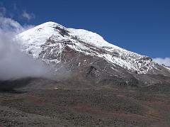 
Here is a view of Chimborazo from the dirt road in Chimborazo National Park. To the left are the glaciers of the Ventimilla (6267m) summit, to the right the Whymper (6310m, Main) summit, and below the Carrel Refuge (4800m).
